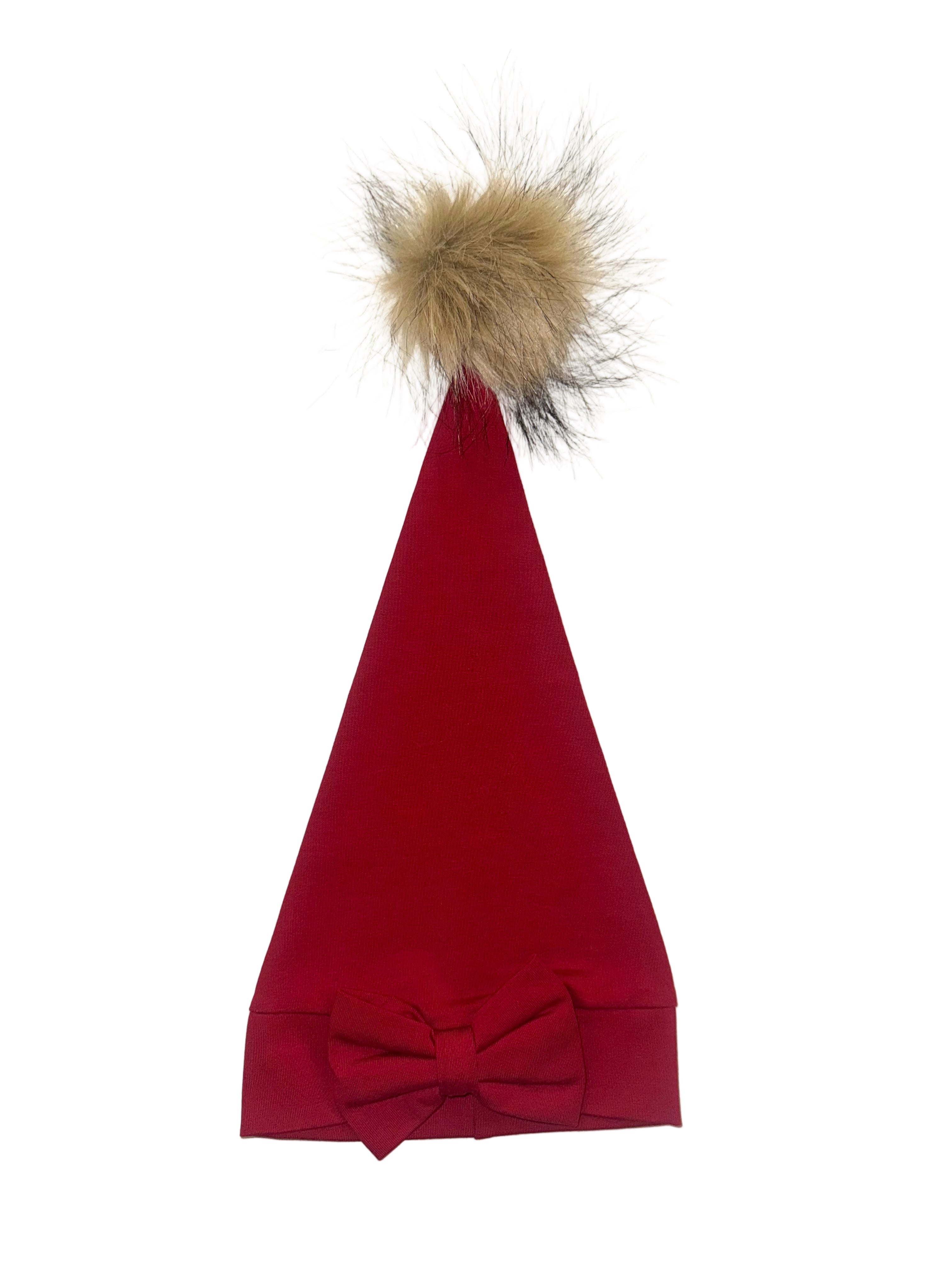 Tonttulakki rusetilla, ruskea tupsu