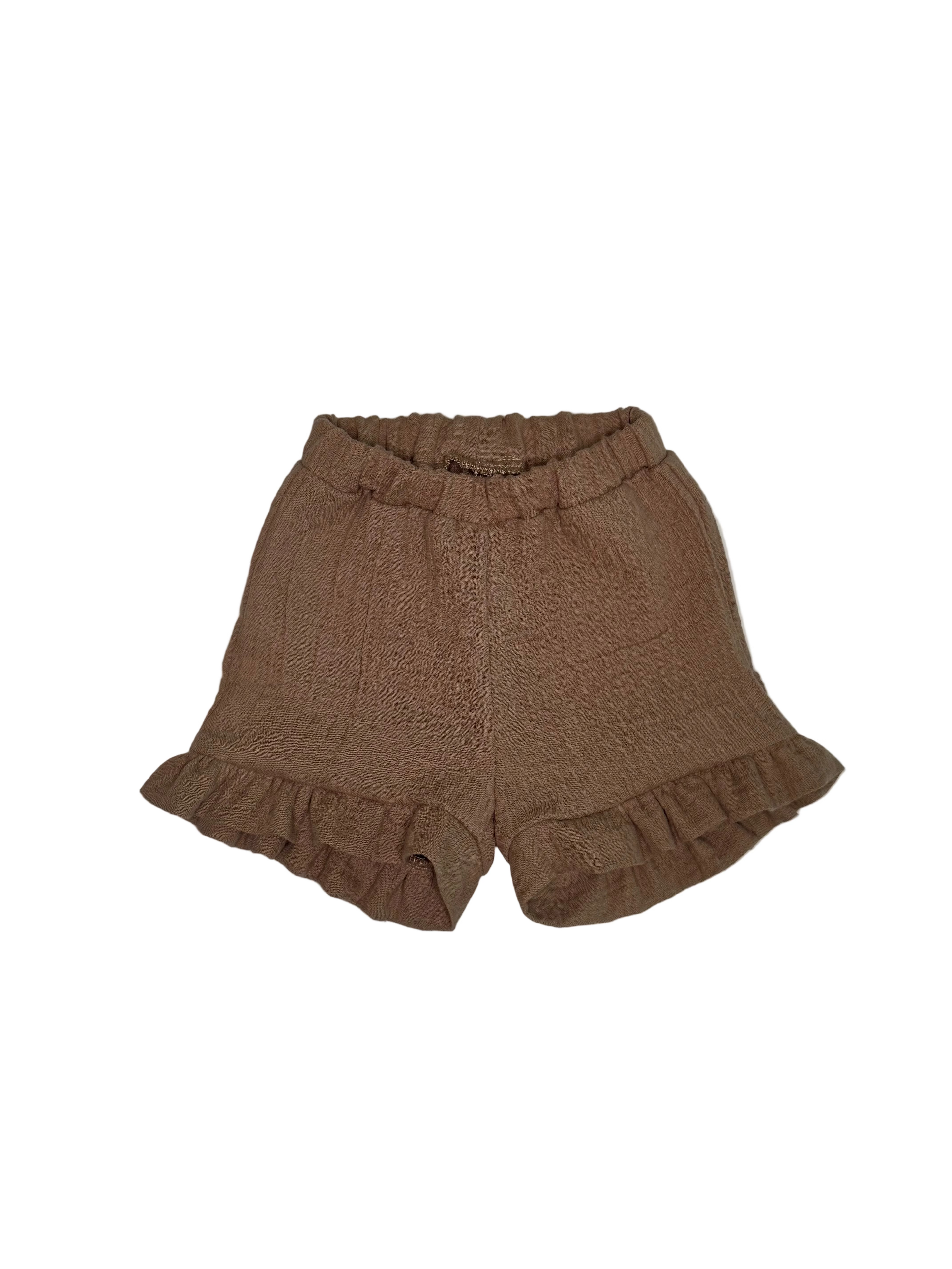 Harsoshortsit frilla, beige
